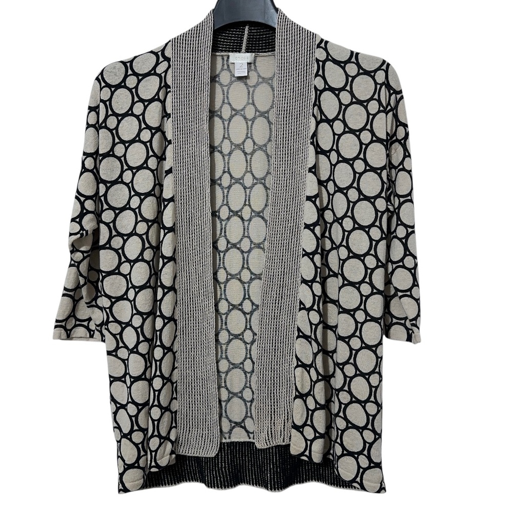 Chicos Linen Blend Cardigan Sweater Size 2 (Med) Fall Casual
